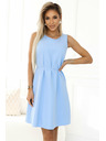 numoco 296-12 VICTORIA Трапецовидна рокля без ръкави с колан - класика с модерен щрих - светлосиня