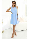numoco 296-12 VICTORIA Трапецовидна рокля без ръкави с колан - класика с модерен щрих - светлосиня
