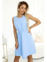 numoco 296-12 VICTORIA Трапецовидна рокля без ръкави с колан - класика с модерен щрих - светлосиня