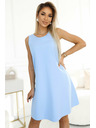 numoco 296-12 VICTORIA Трапецовидна рокля без ръкави с колан - класика с модерен щрих - светлосиня