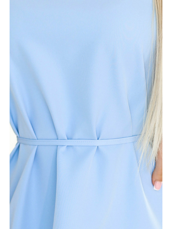 numoco 296-12 VICTORIA Трапецовидна рокля без ръкави с колан - класика с модерен щрих - светлосиня