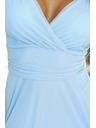 numoco 562-5 NASTIA Дълга рокля с деколте и къс ръкав - светлосиня