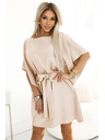numoco 287-38 SOFIA Пеперуда рокля с връзване в талията - тъмнобежова