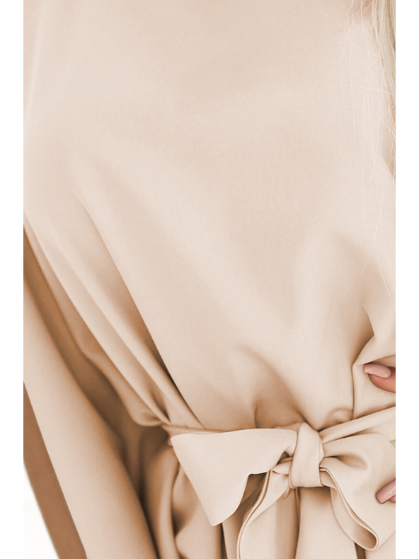 numoco 287-38 SOFIA Пеперуда рокля с връзване в талията - тъмнобежова