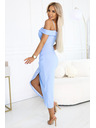 numoco 564-9 CALLIE Миди рокля с открити рамене и дълбоко деколте - светлосиня