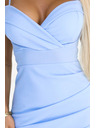 numoco 564-9 CALLIE Миди рокля с открити рамене и дълбоко деколте - светлосиня