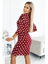 numoco 13-164 Спортна рокля с връзване и джобове - бордо + точки