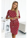 numoco 13-164 Спортна рокля с връзване и джобове - бордо + точки