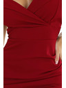 numoco 564-8 CALLIE Миди рокля с деколте на рамене - виненочервена