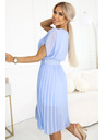 numoco 465-4 MIA Шифонена миди рокля с широк колан - светлосиня