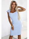 numoco 318-8 Елегантна миди рокля с красиво деколте - светлосиня