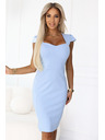 numoco 318-8 Елегантна миди рокля с красиво деколте - светлосиня