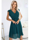 numoco 374-8 POLINA Плисирана рокля с деколте и волани - зелена