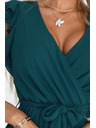 numoco 374-8 POLINA Плисирана рокля с деколте и волани - зелена