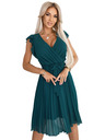 numoco 374-8 POLINA Плисирана рокля с деколте и волани - зелена