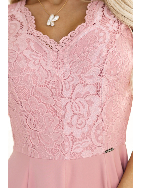 numoco Елегантна дълга дантелена рокля с деколте Numoco