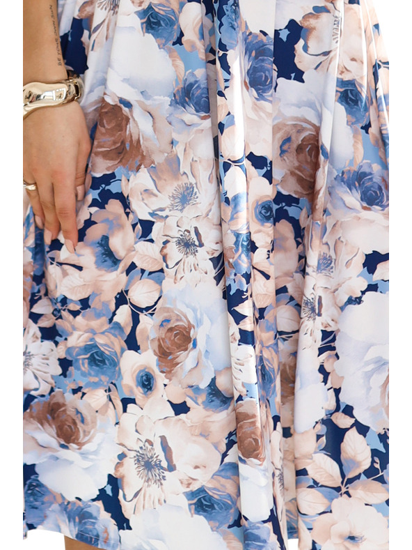 numoco Дамска рокля с деколте и къс ръкав