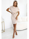 numoco 240-5 ROXI рокля с асиметрична пола и колан - бежова