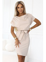 numoco 240-5 ROXI рокля с асиметрична пола и колан - бежова