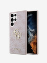 Guess PU 4G Metal Logo Zadní Kryt pro Samsung Galaxy S24 Ultra Pink Калъф за телефон