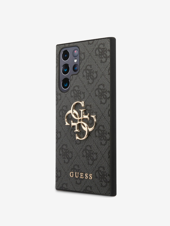 Guess PU 4G Metal Logo Zadní Kryt pro Samsung Galaxy S24 Ultra Grey Калъф за телефон