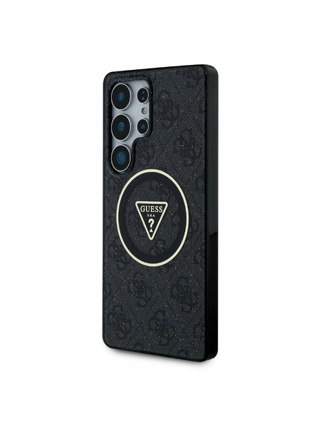 Guess IML 4G Glitter and Triangle Logo MagSafe Zadní Kryt pro Samsung Galaxy S25 Ultra Black Калъф за телефон