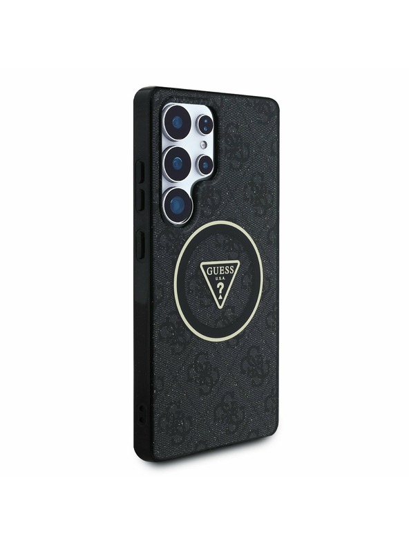 Guess IML 4G Glitter and Triangle Logo MagSafe Zadní Kryt pro Samsung Galaxy S25 Ultra Black Калъф за телефон