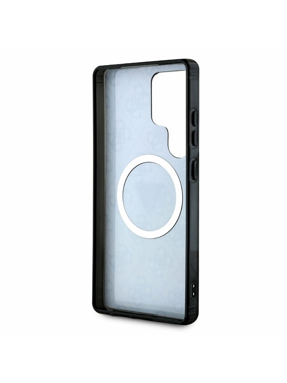 Guess IML 4G Glitter and Triangle Logo MagSafe Zadní Kryt pro Samsung Galaxy S25 Ultra Black Калъф за телефон