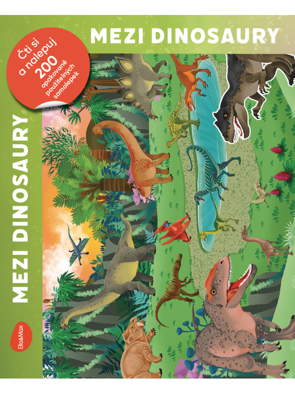 BAAGL  Четене и лепене – СРЕД ДИНОЗАВРИ, книга със стикери