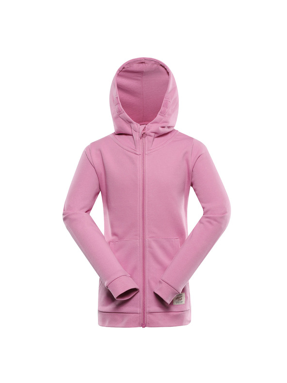 ALPINE PRO Детски памучен суитшърт с качулка ALPINE PRO LOKKO cyclamen