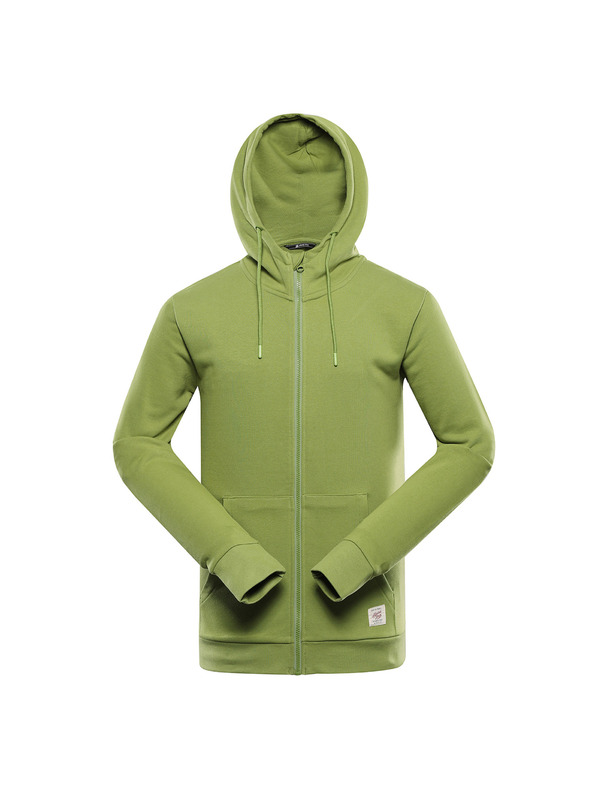 ALPINE PRO Мъжко памучно горнище с качулка ALPINE PRO LOKK тъмнозелен
