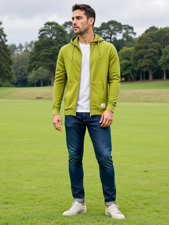 ALPINE PRO Мъжко памучно горнище с качулка ALPINE PRO LOKK тъмнозелен