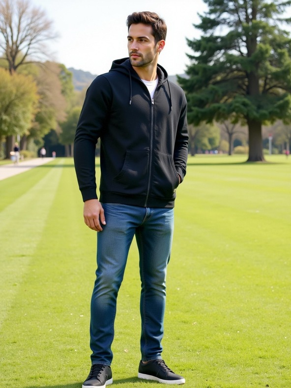 ALPINE PRO Мъжко памучно горнище с качулка ALPINE PRO LOKK черен