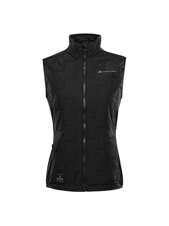 ALPINE PRO Дамски топъл елек с мерино пълнеж ALPINE PRO NERCA черен