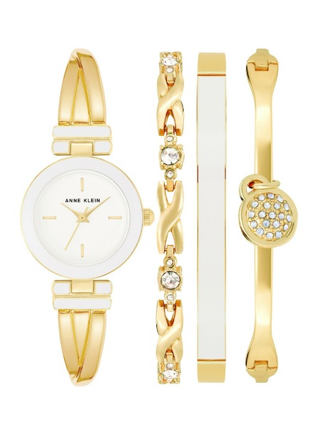 Anne Klein Бял дамски комплект часовник и бижута Anne Klein