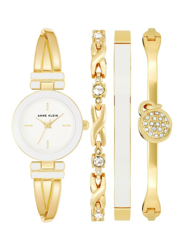 Anne Klein Бял дамски комплект часовник и бижута Anne Klein