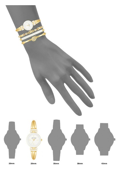 Anne Klein Бял дамски комплект часовник и бижута Anne Klein