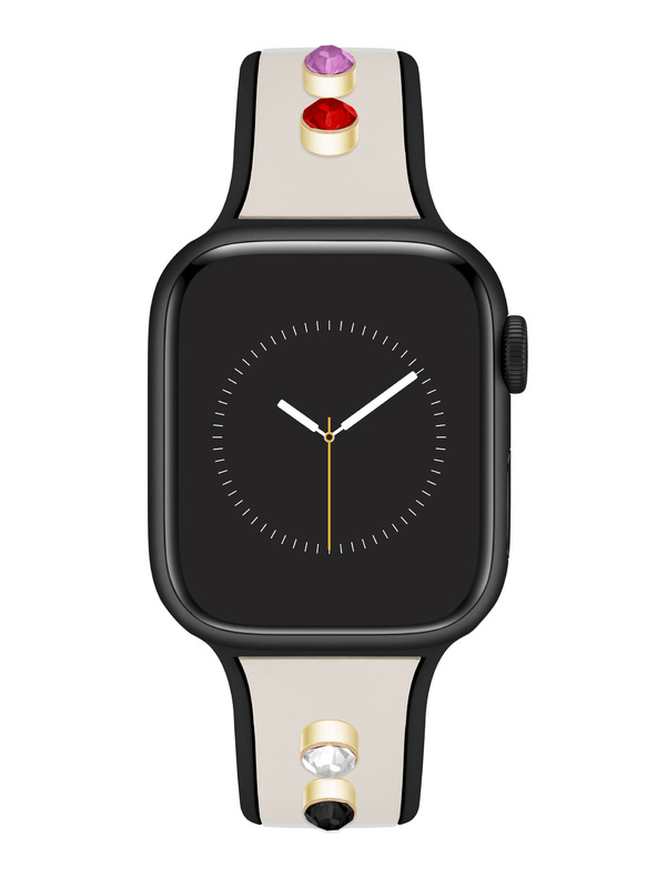 Anne Klein Силиконова кремаво-черна каишка Anne Klein за Apple Watch 38/40/41