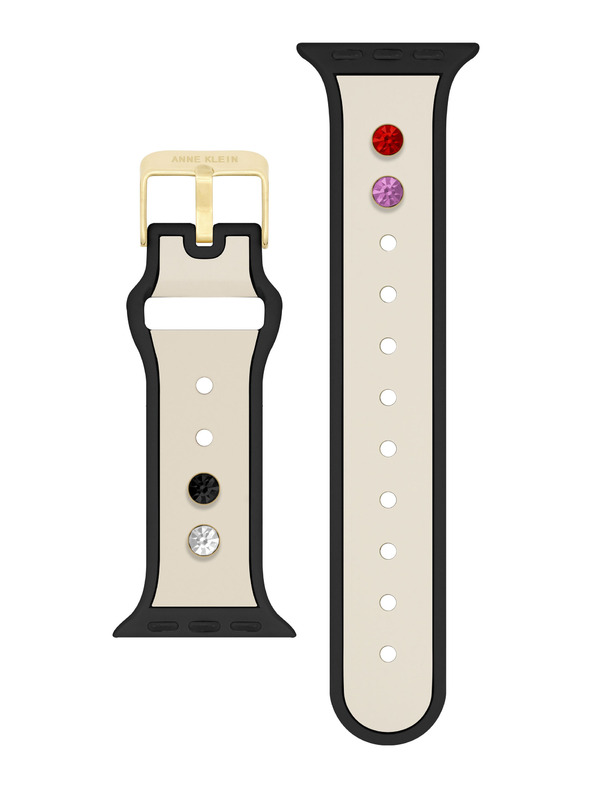 Anne Klein Силиконова кремаво-черна каишка Anne Klein за Apple Watch 38/40/41