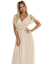 numoco 562-6 NASTIA Дълга рокля с деколте и къс ръкав - бежова