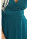 numoco 562-4 NASTIA Дълга рокля с деколте и къс ръкав - зелена