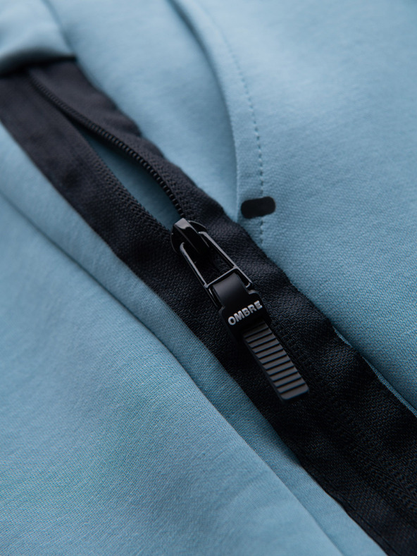 Ombre Clothing Мъжки спортни панталони с ребрести маншети и декоративен цип Ombre Clothing