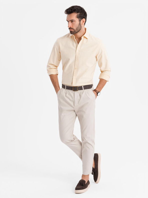 Ombre Clothing Пастелна памучна мъжка риза оксфорд Ombre Clothing