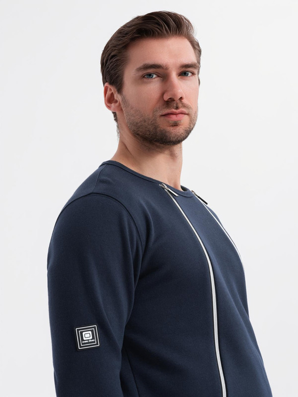 Ombre Clothing Изпран мъжки суитшърт с декоративно прошиване на деколтето Ombre Clothing