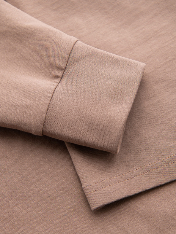 Ombre Clothing Мъжка памучна тениска с дълъг ръкав, U-образно райе деколте и бродерия Ombre Clothing