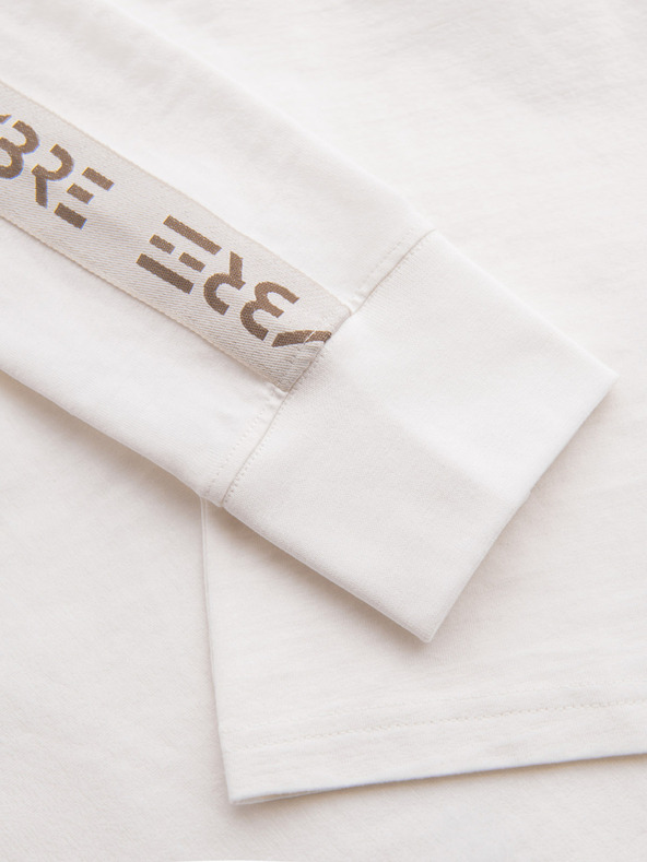 Ombre Clothing Мъжка памучна тениска с дълъг ръкав, с кант и принт на гърдите Ombre Clothing