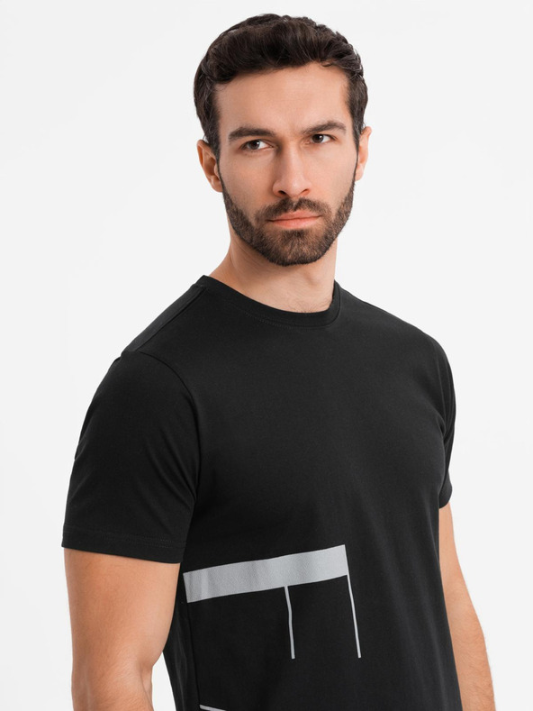 Ombre Clothing Мъжка тениска от памучен жарсе с голям страничен надпис Ombre Clothing