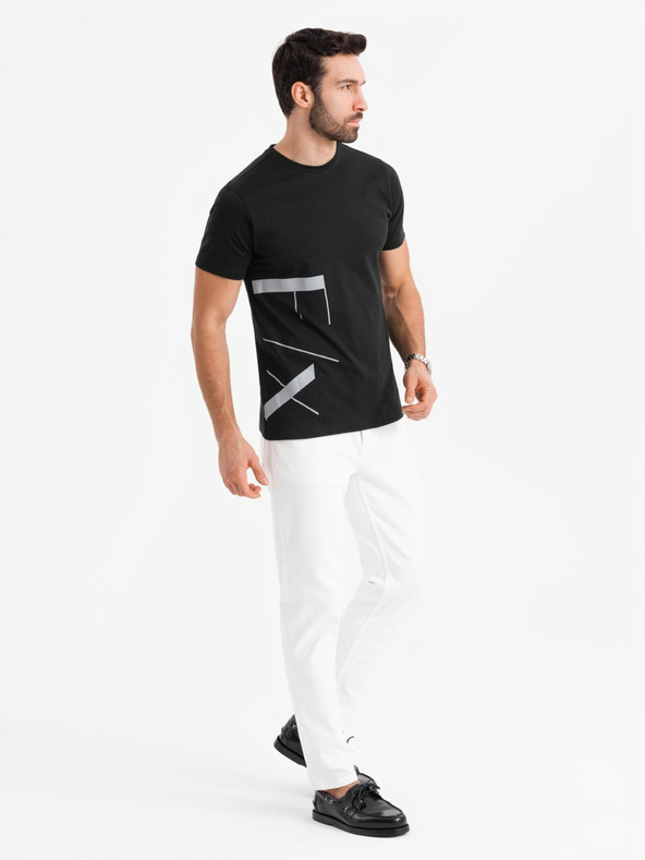 Ombre Clothing Мъжка тениска от памучен жарсе с голям страничен надпис Ombre Clothing