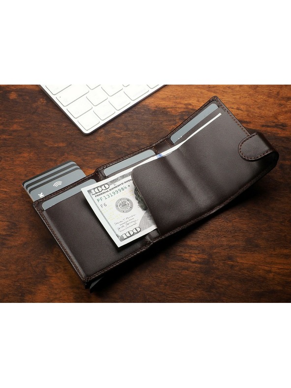 Pularys Мъжки кожен портфейл Pularys Solo кафяв