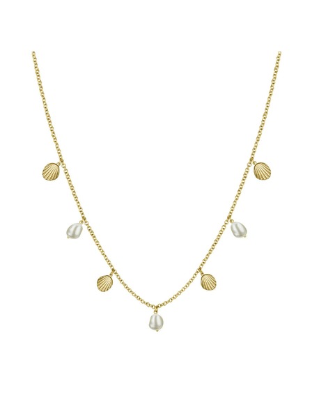 Rosefield Дамско позлатено колие Rosefield Multi Shell and Pearl Charms